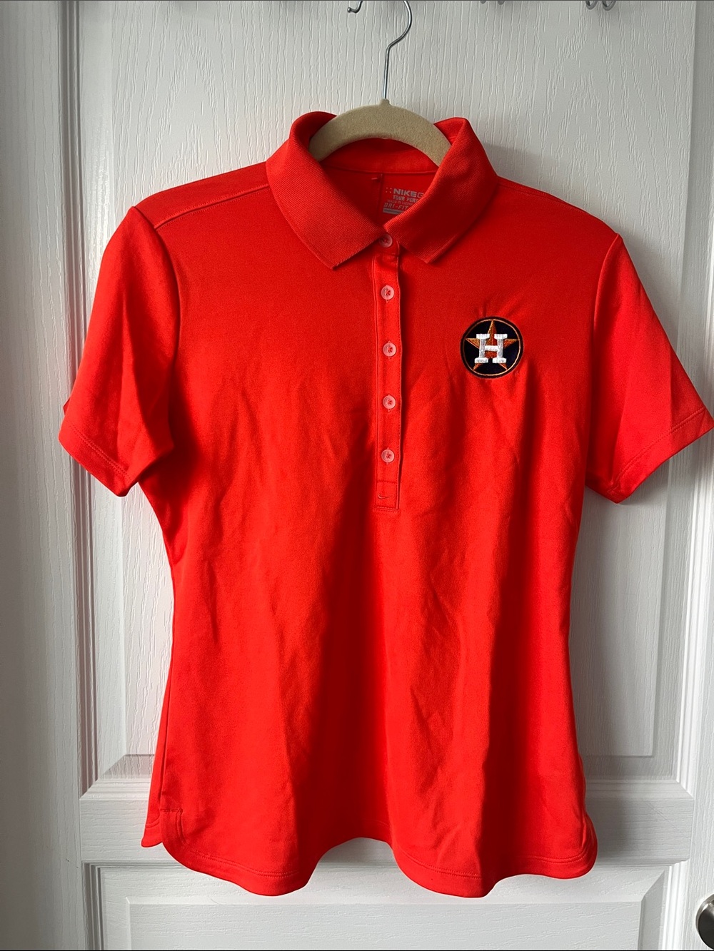 Nike Houston Astros Orange Golf Polo with Embroidered Logo Patch Medium